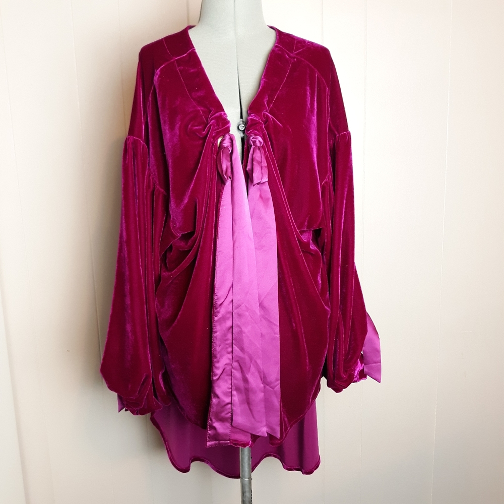 Elegant Velvet Cardigan in Rich Pink